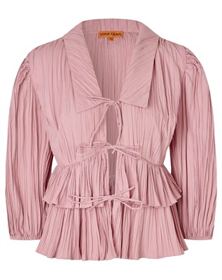 Balloon Sleeve Tie Bluse - Pink Nectar